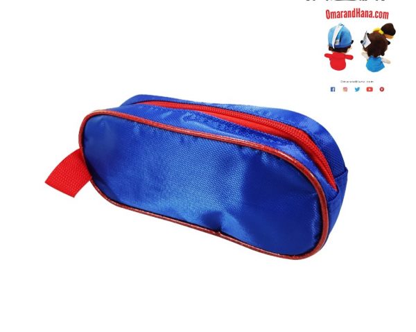 Omar & Hana YouTube Stars Blue Fabric Pencil Case With Unique Logo Tag on Zip